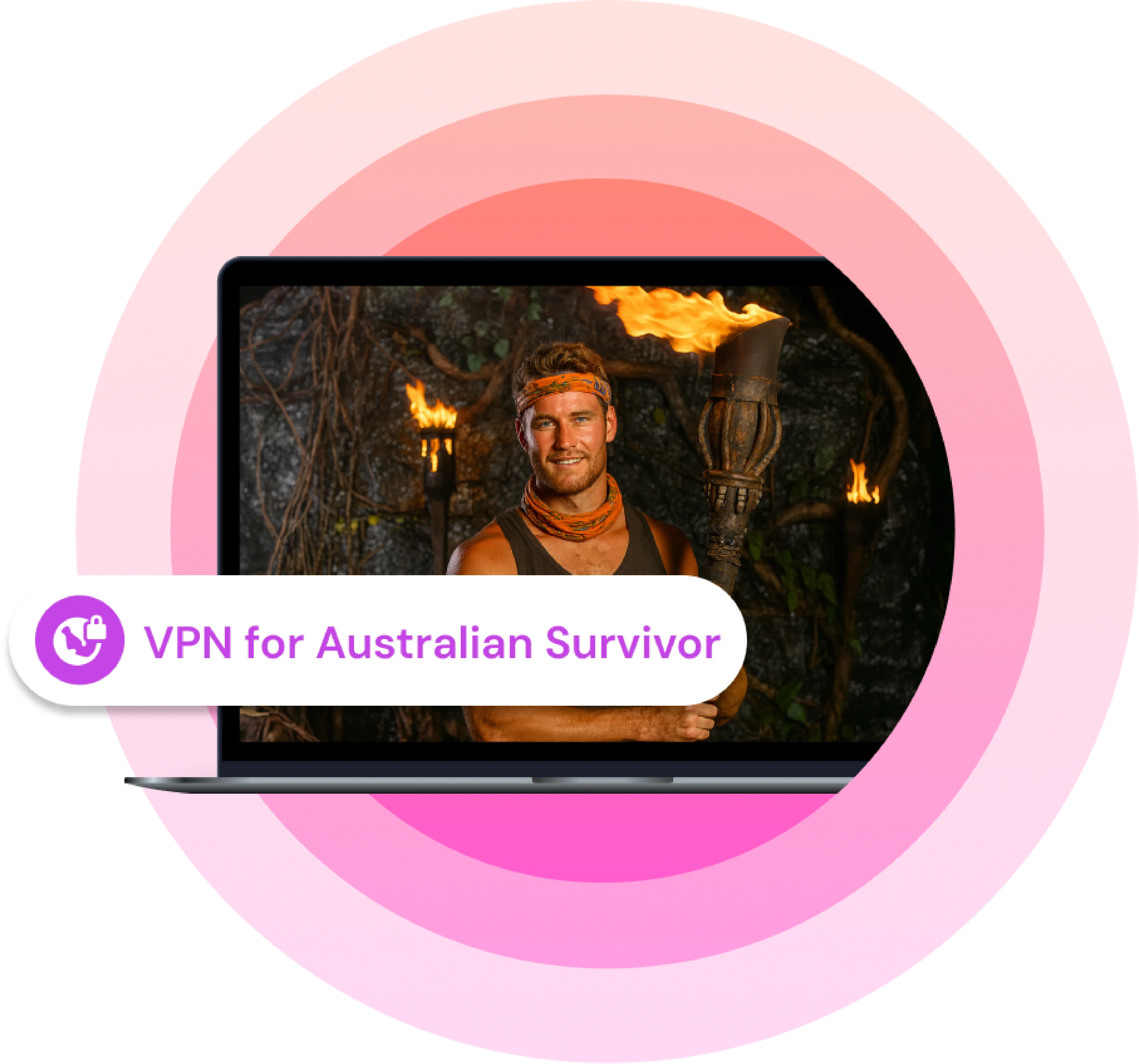 VPN for Australian Survivor streaming on laptop, allowing viewers to watch Survivor Australia securely from anywhere.